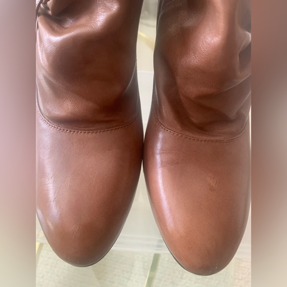 Nine West Soft Brown Leather Ankle Boots Heels Adjustable Side Buckle Size 7 M - Picture 8 of 11